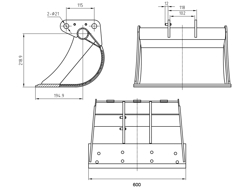 bucket for miniexcavator b 600drs