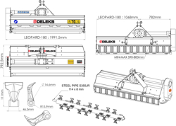 flail mower 185cm mulcher shredder with hammers leopard 180