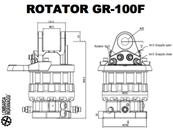 grappin avec rotateur 10 tonnes pour pelles et grues mod dk 18 gr 30f